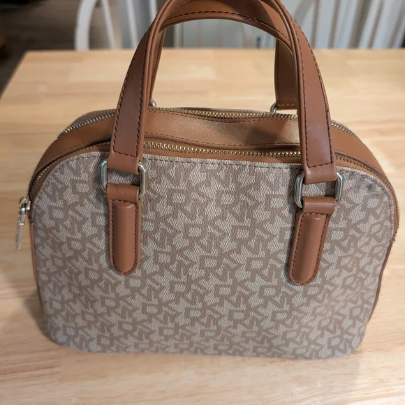 DKNY Beige and Brown Patterned Satchel - Picture 2 of 12